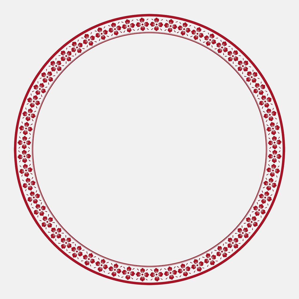 Chinese frame sakura pattern red circle in Chinese New Year theme