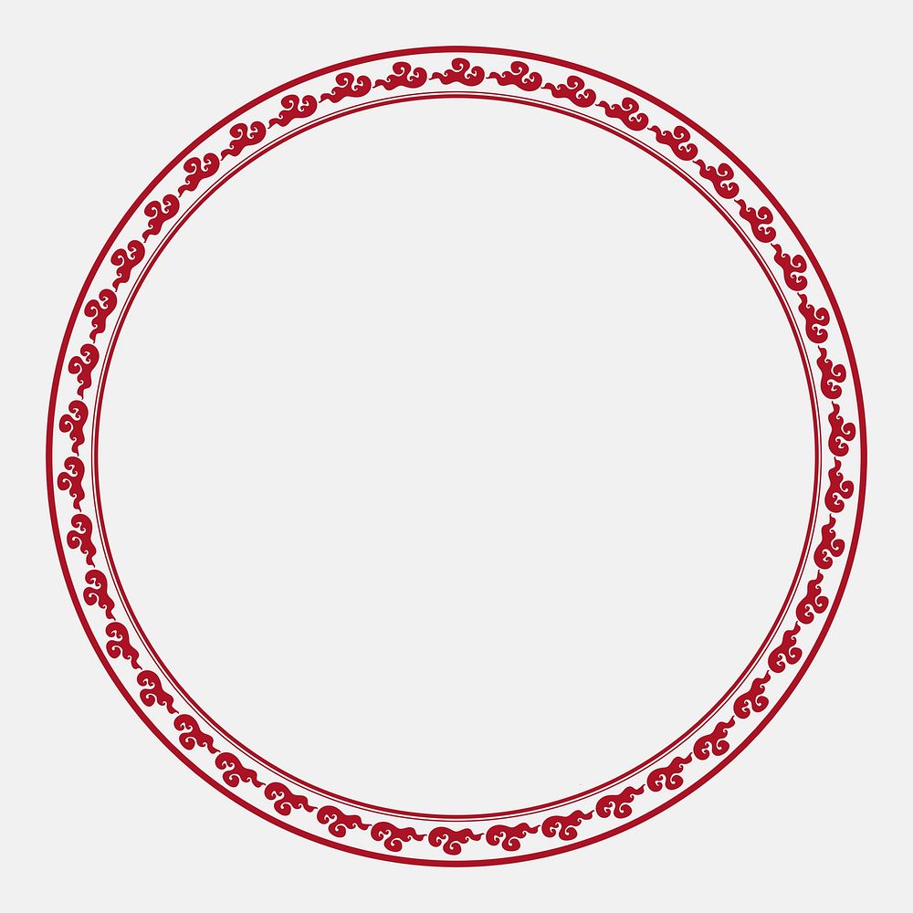 Chinese frame psd traditional clouds pattern red circle
