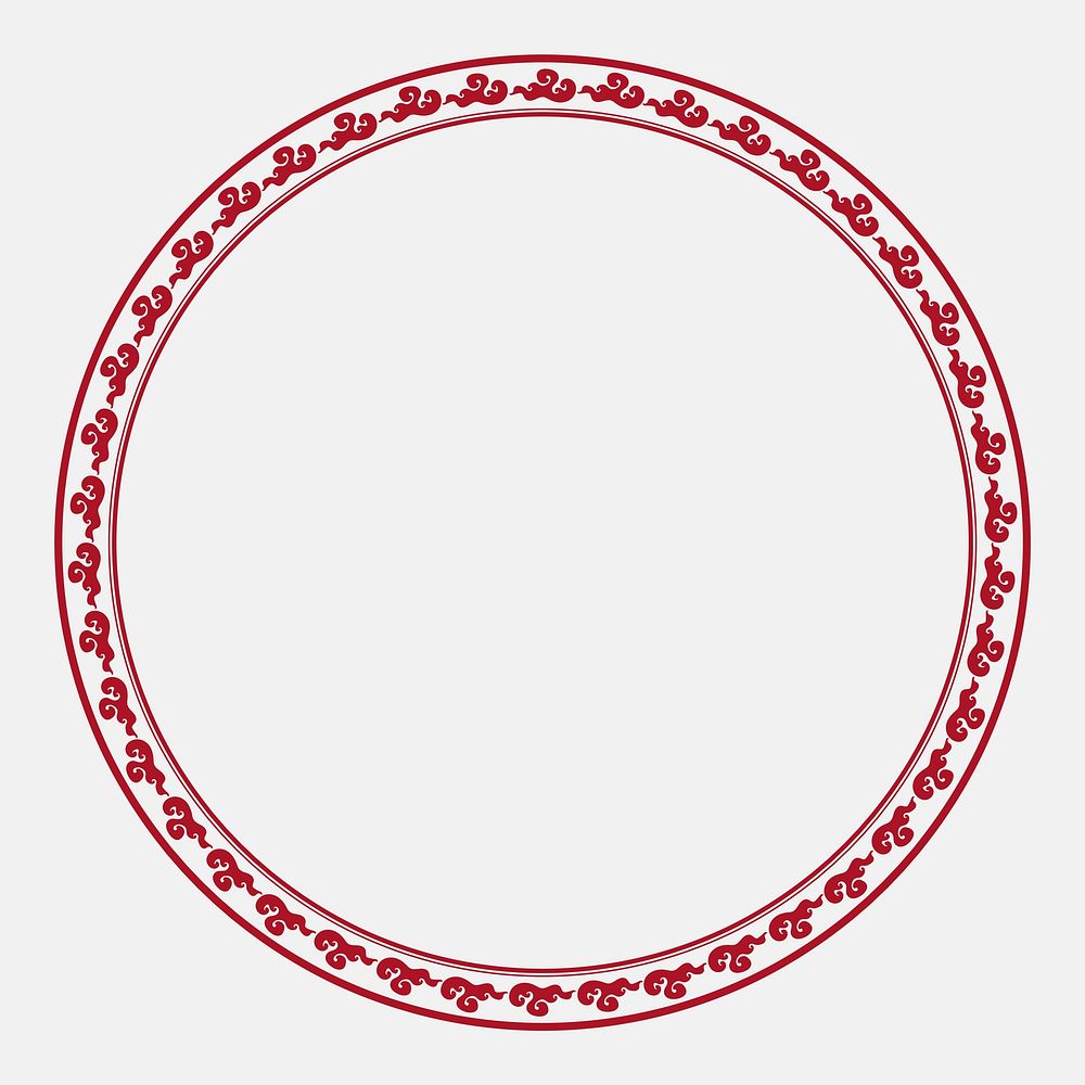 Chinese frame vector traditional clouds pattern red circle