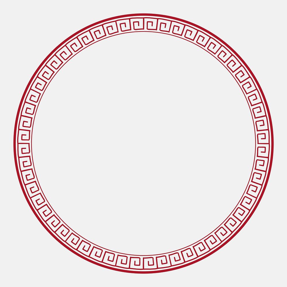 Chinese frame vector oriental woodblock pattern red circle