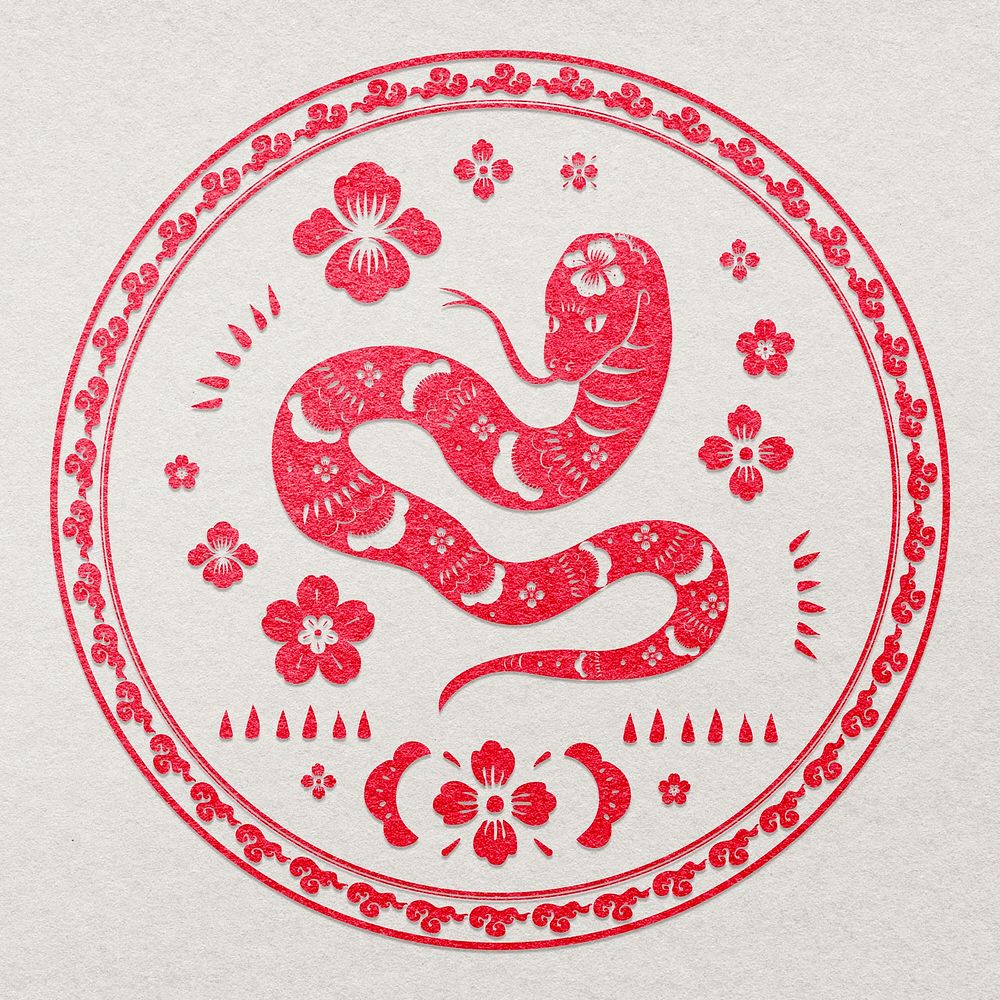 Snake year red badge traditional Chinese zodiac sign