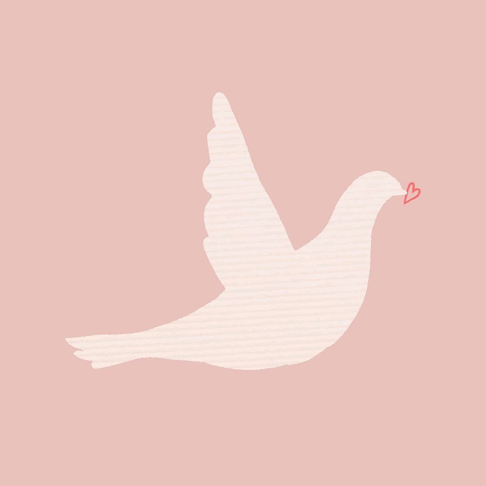 Flying love bird psd doodle design element