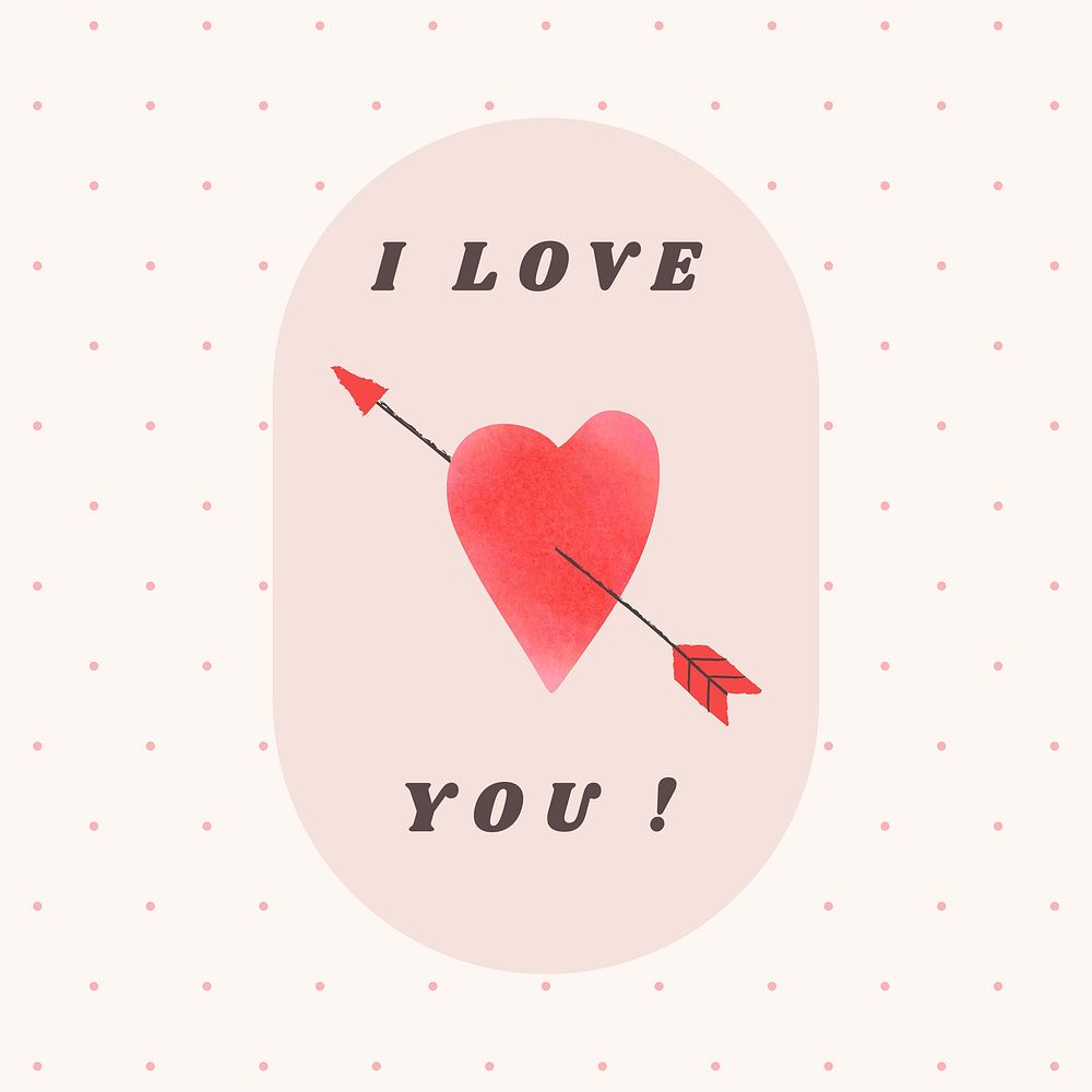 Heart arrow element psd with I love you message