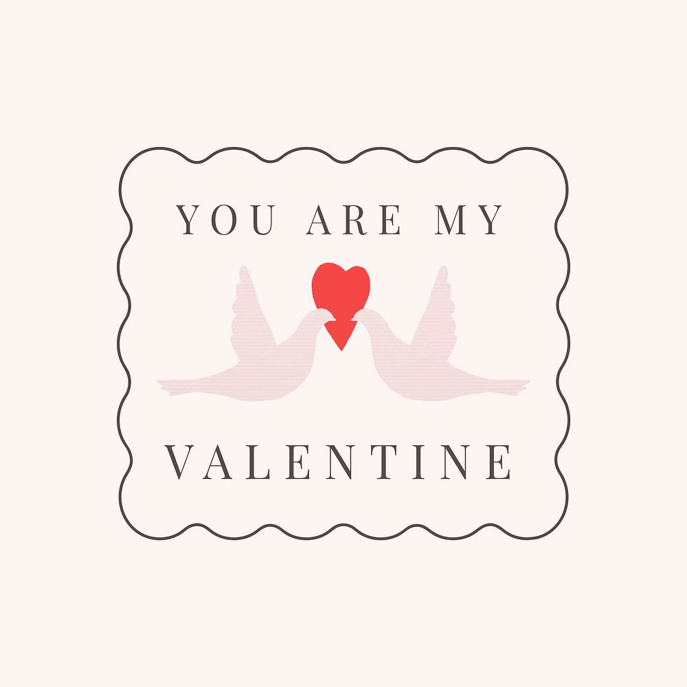 You are my Valentine vector doodle element badge