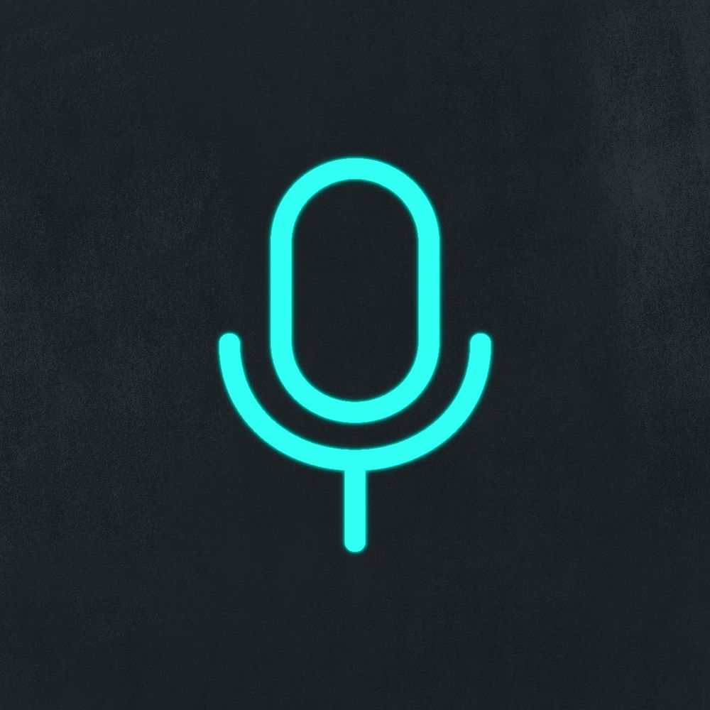 Microphone icon user interface psd in neon light blue