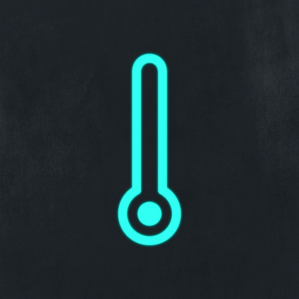 Neon blue thermometer vector icon user interface