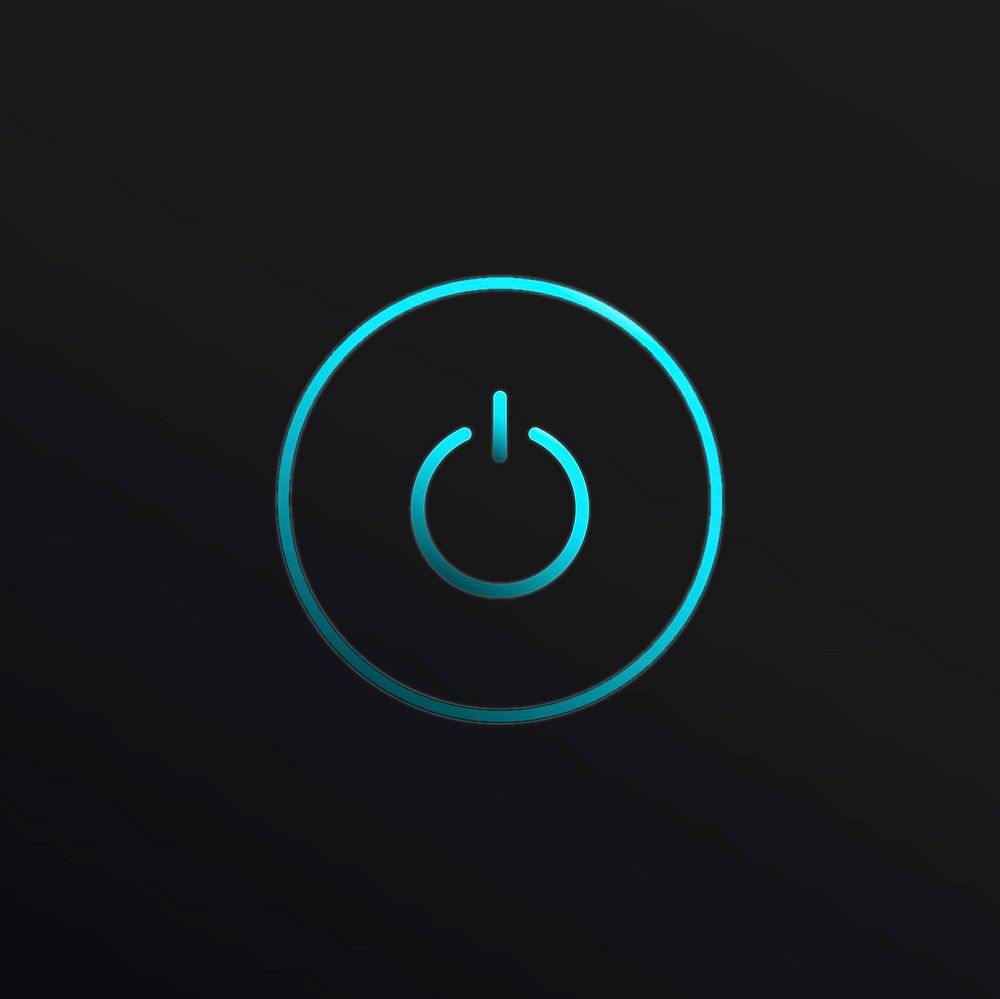 Neon power button icon user interface design