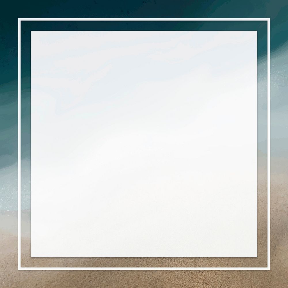 White frame vector watercolor beach background