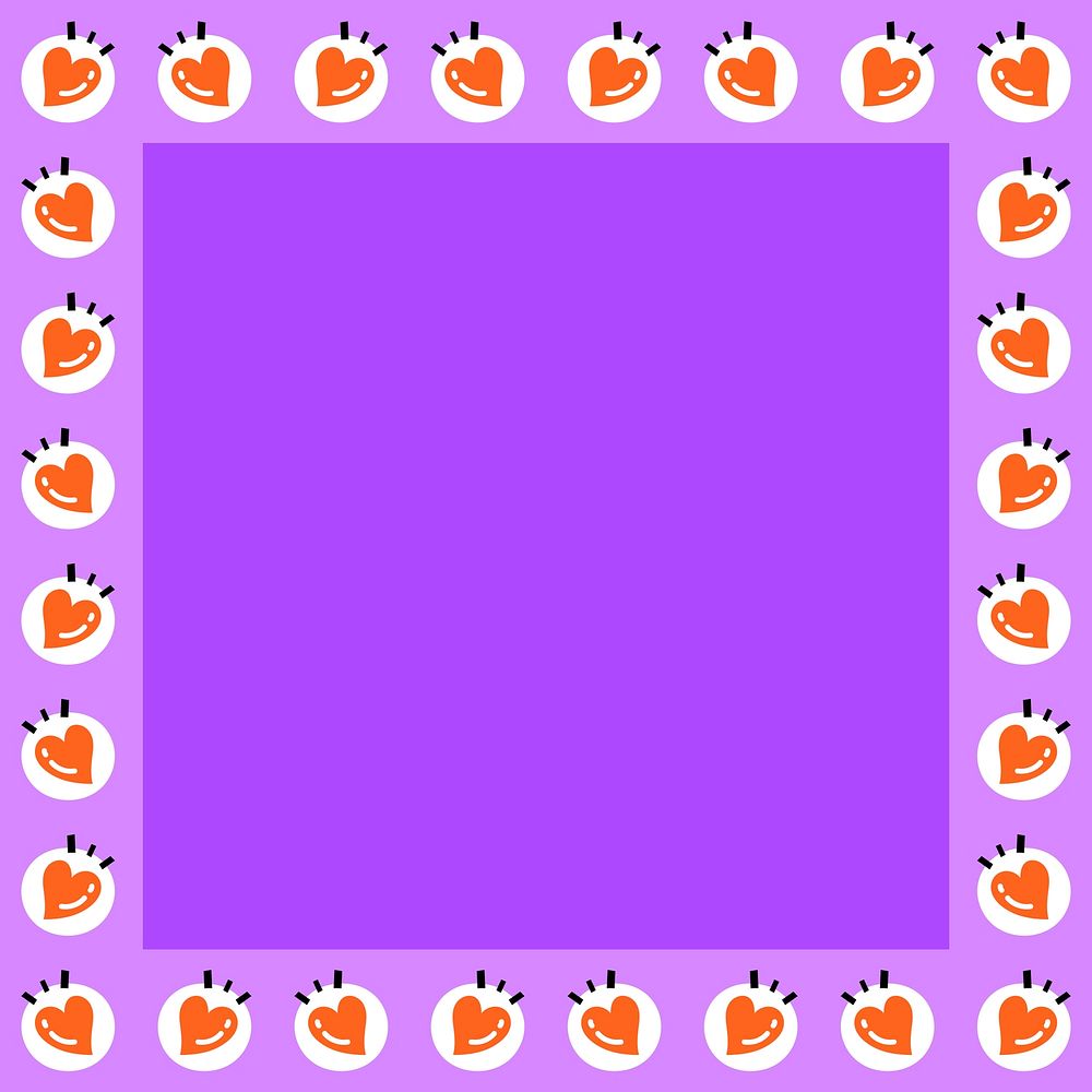 Purple funky hearts vector frame