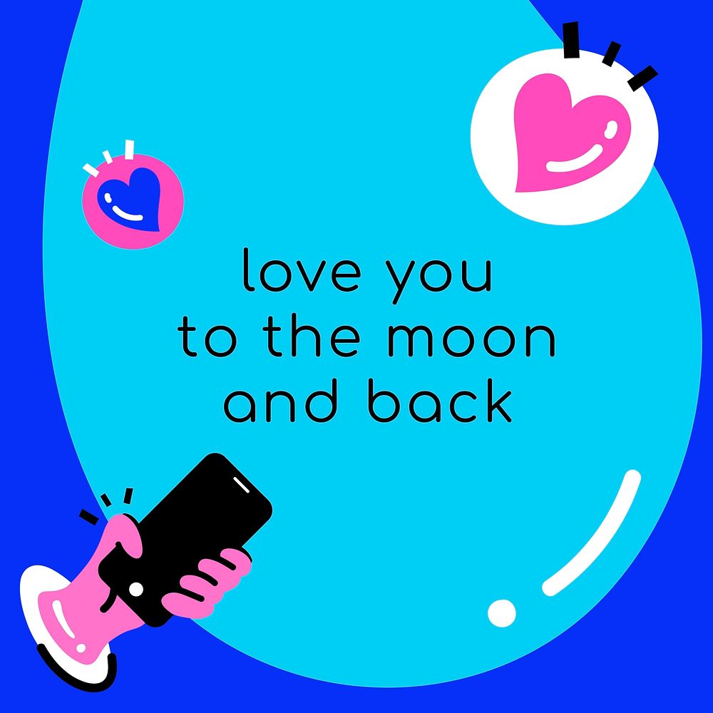 Love and relationship quote vector love you to the moon and back social media template