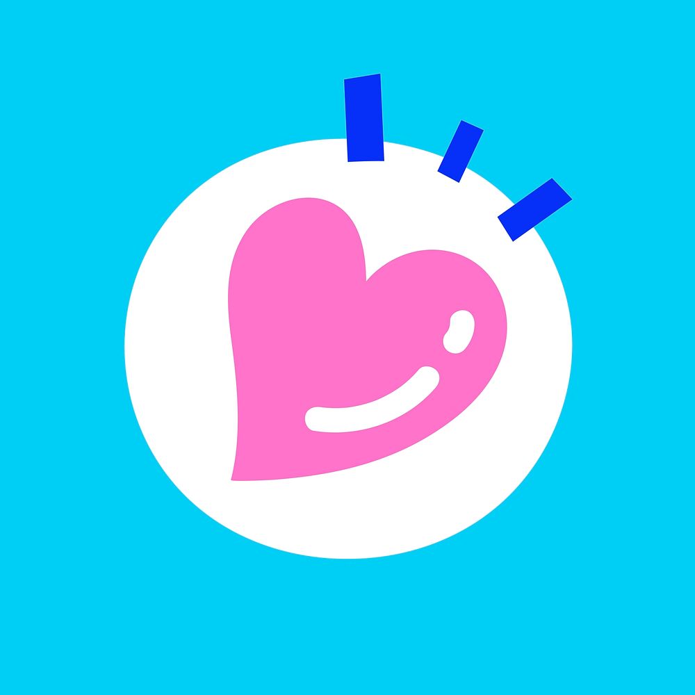 Funky heart vector on light blue background