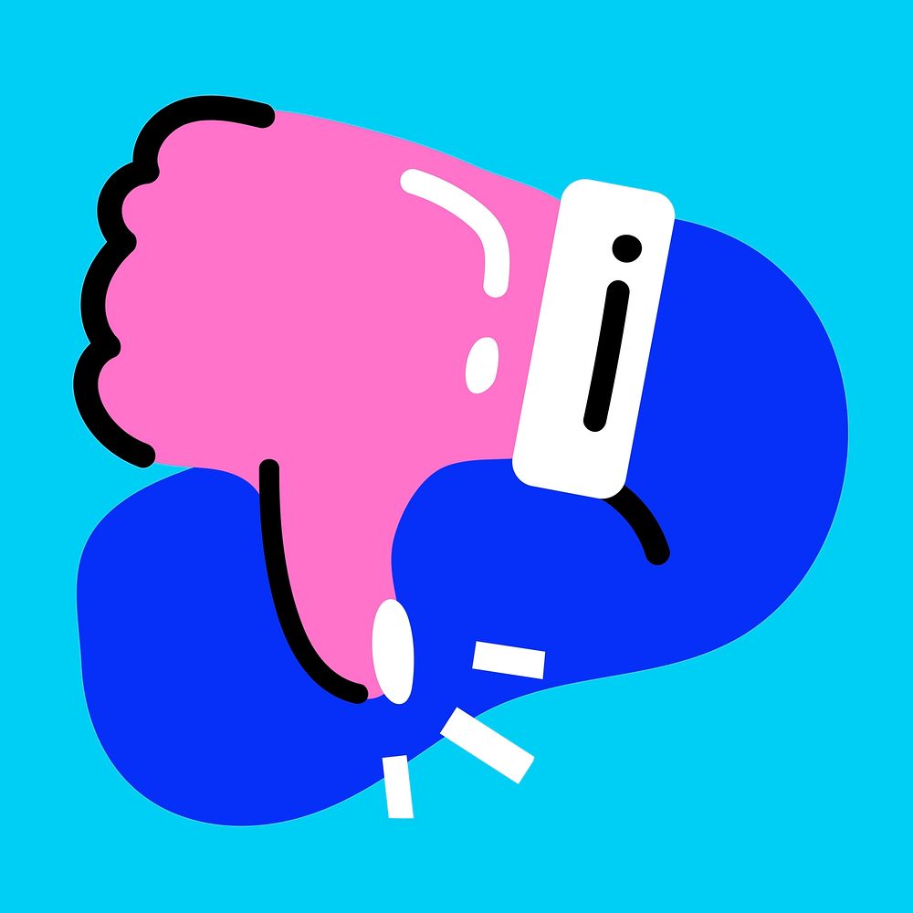 Dislike icon vector in funky pink and blue