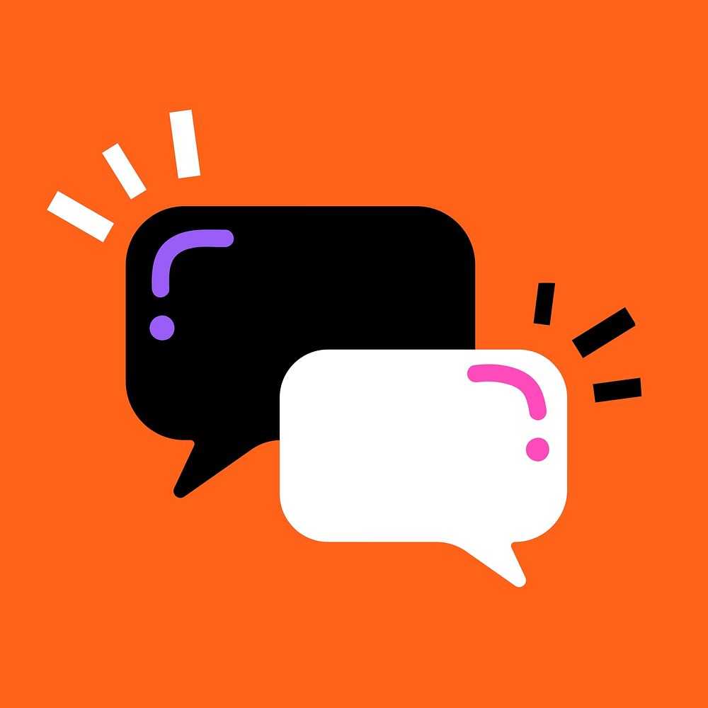 Two speech bubbles icon vector isolated on orange background