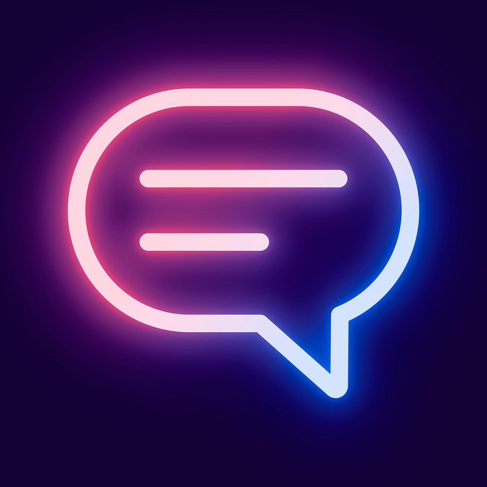 Message social media icon in pink neon style