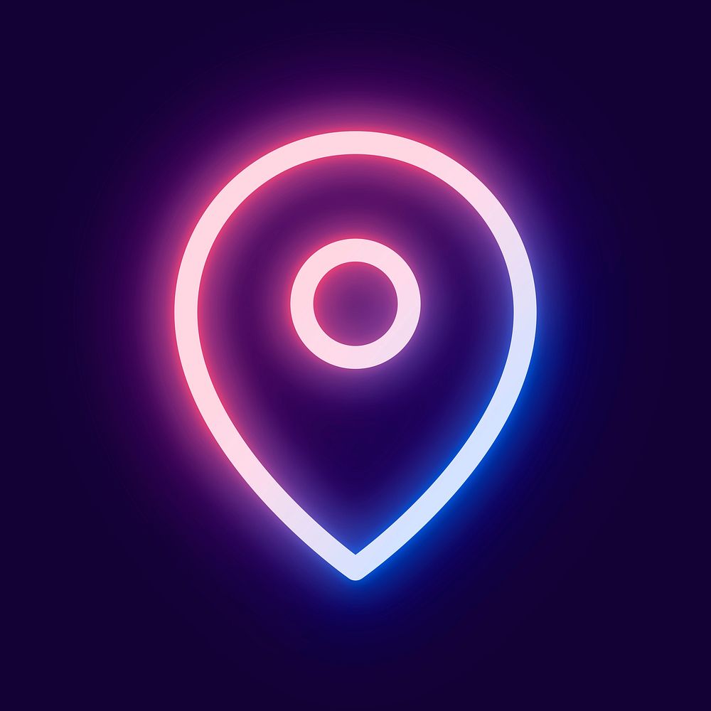 Location pink icon for social media app neon style
