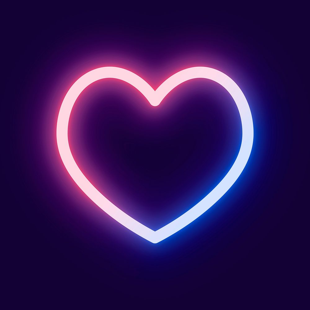 Social media heart icon like impression in pink neon style