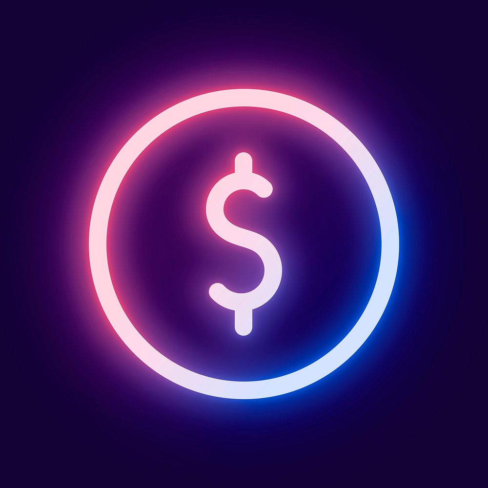 Currency social media icon in pink neon style