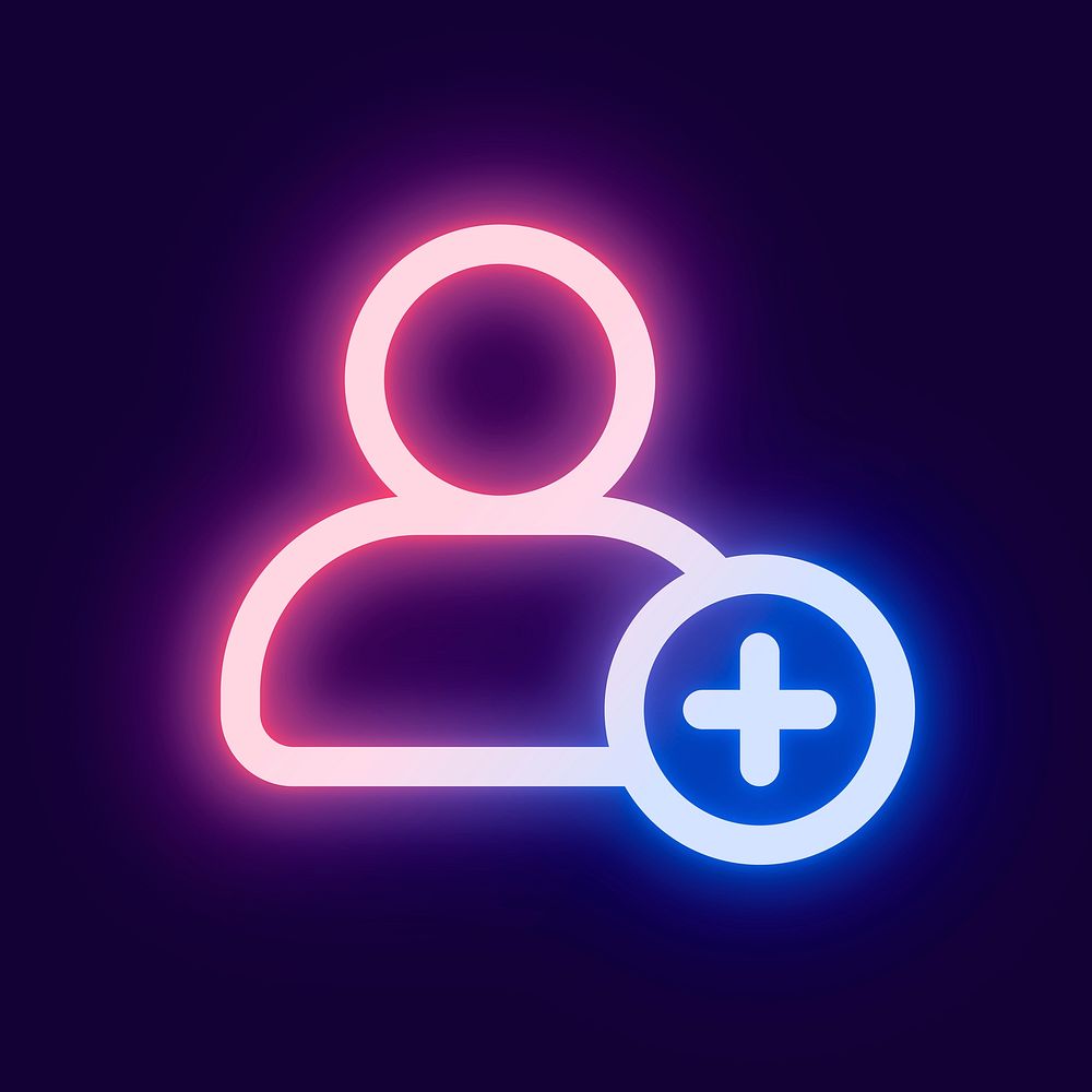 Add friend pink icon psd for social media app neon style