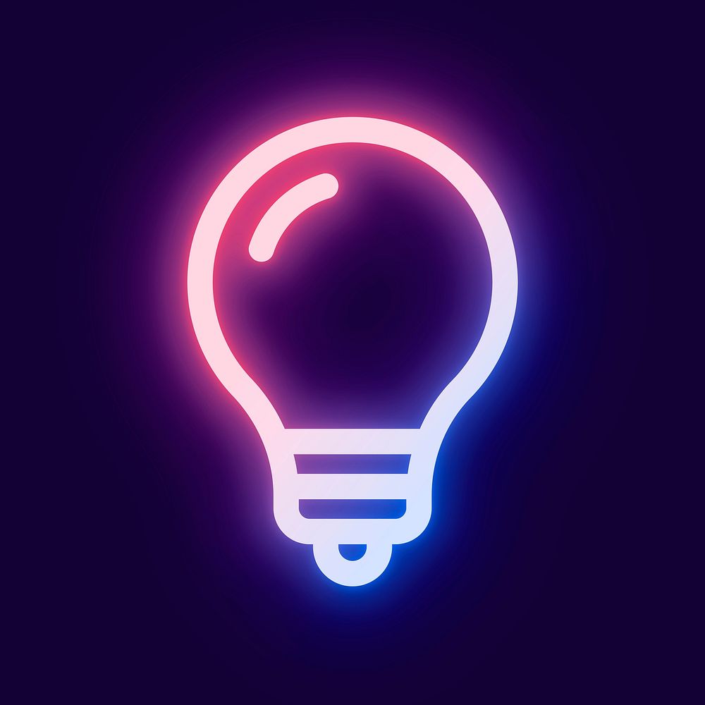Light bulb pink icon for social media app neon style