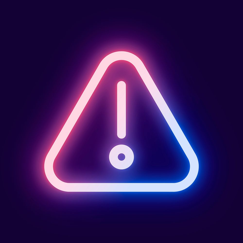 Warning social media icon psd in pink neon style