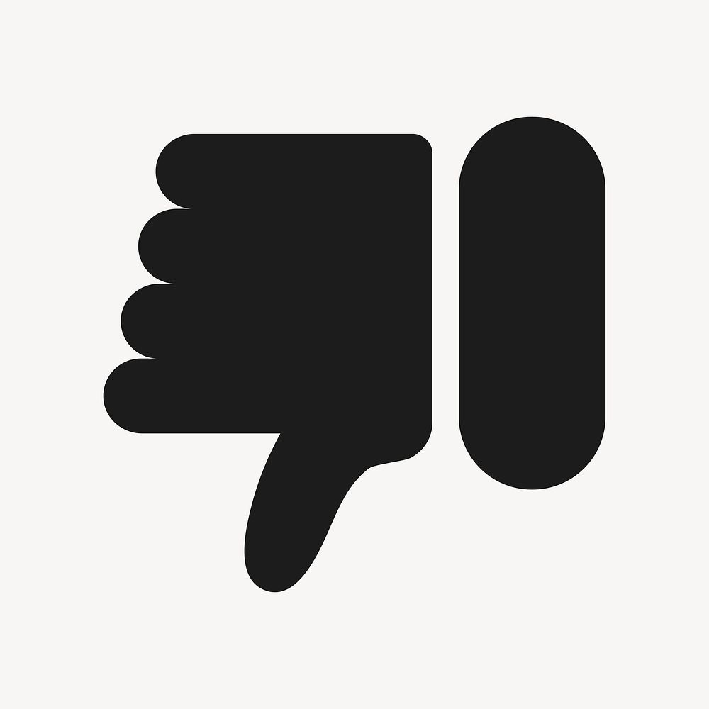 Thumbs down filled icon black for social media app