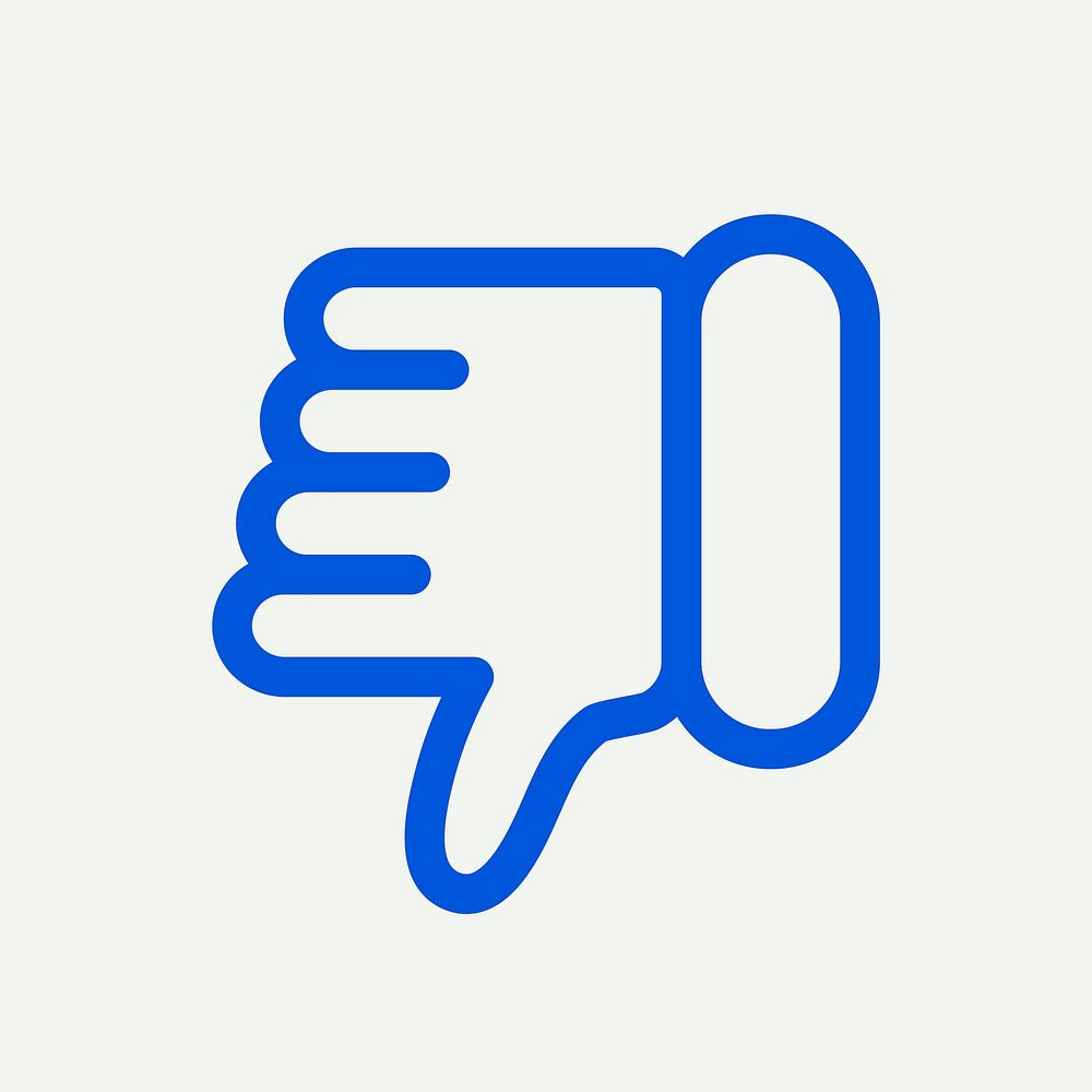 Thumbs down dislike icon vector for social media app blue minimal line