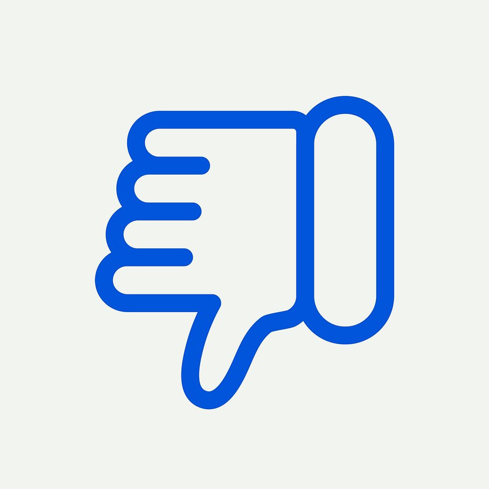 Thumbs down dislike icon psd for social media app blue minimal line