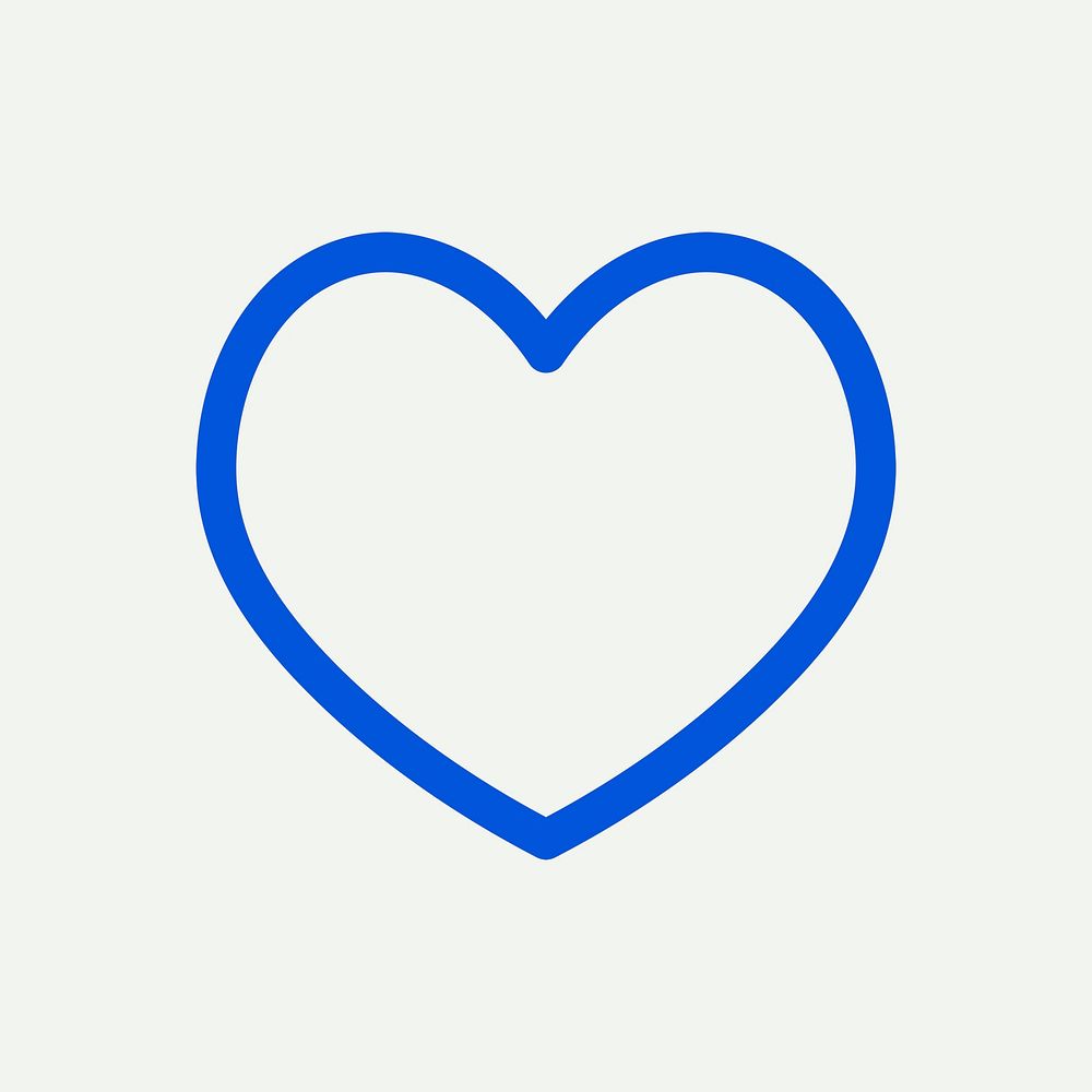 Social media heart icon psd like impression in blue minimal line