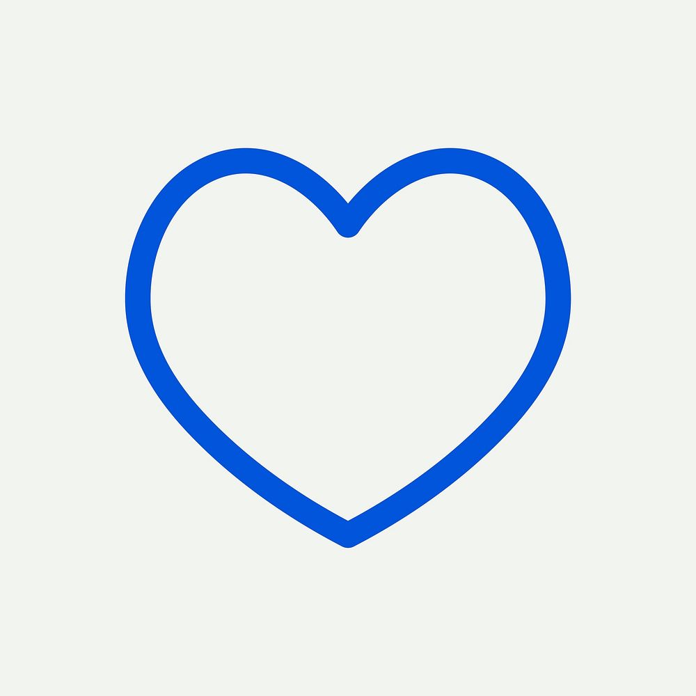 Social media heart icon like impression in blue minimal line