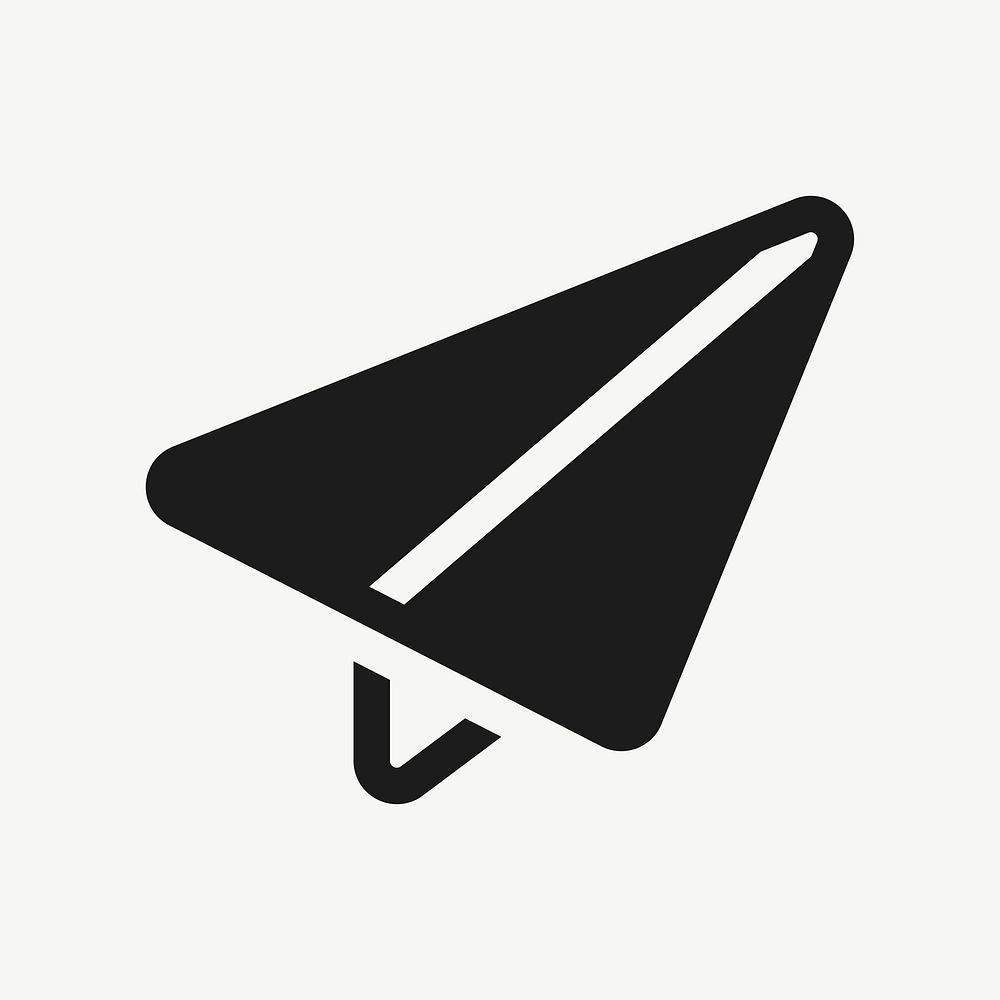 Paper plane filled icon vector black for social media app