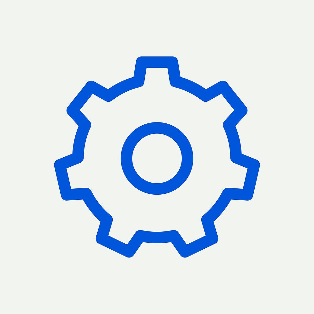 Gear setting blue icon vector for social media app minimal line