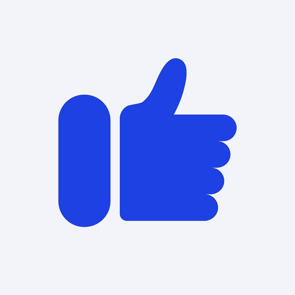 Thumbs up like icon psd for social media app blue flat style