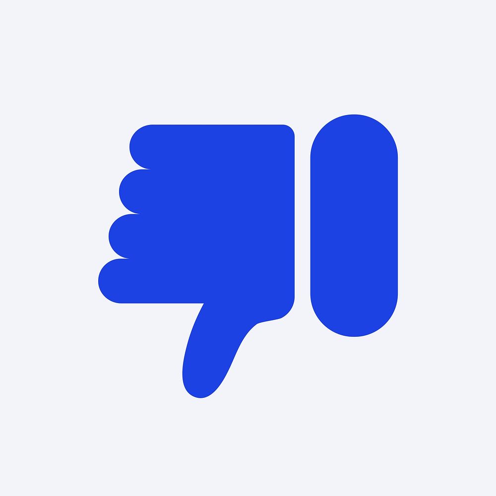 Thumbs down dislike icon vector for social media app blue flat style