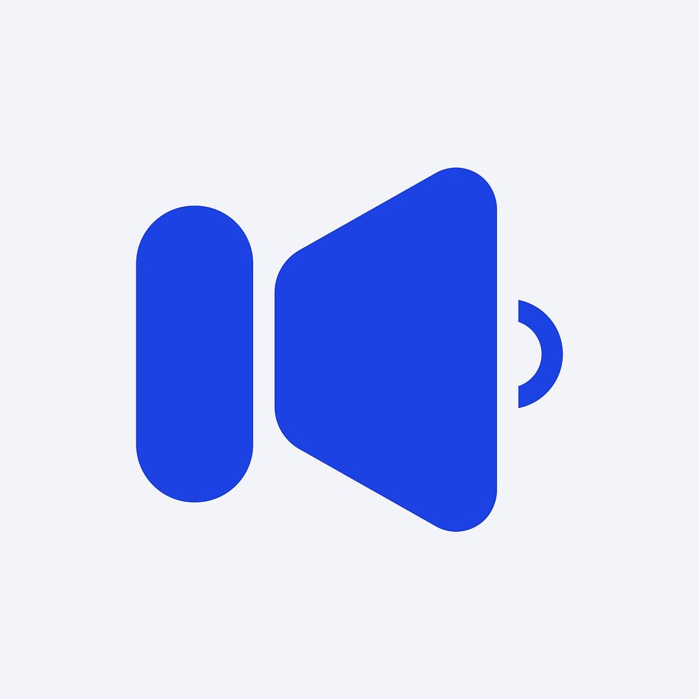 Speaker volume blue icon psd for social media app flat style