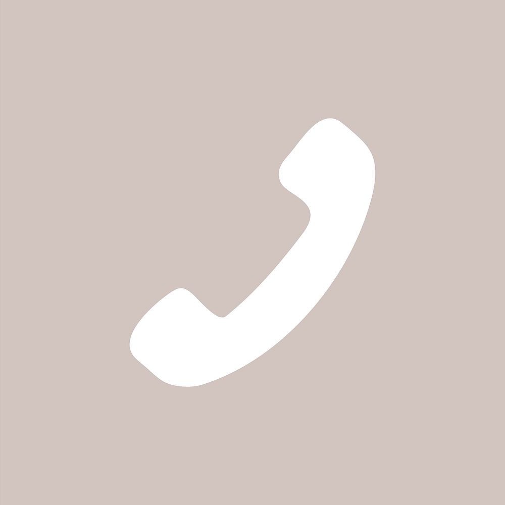 Telephone icon white for mobile app in simple flat style