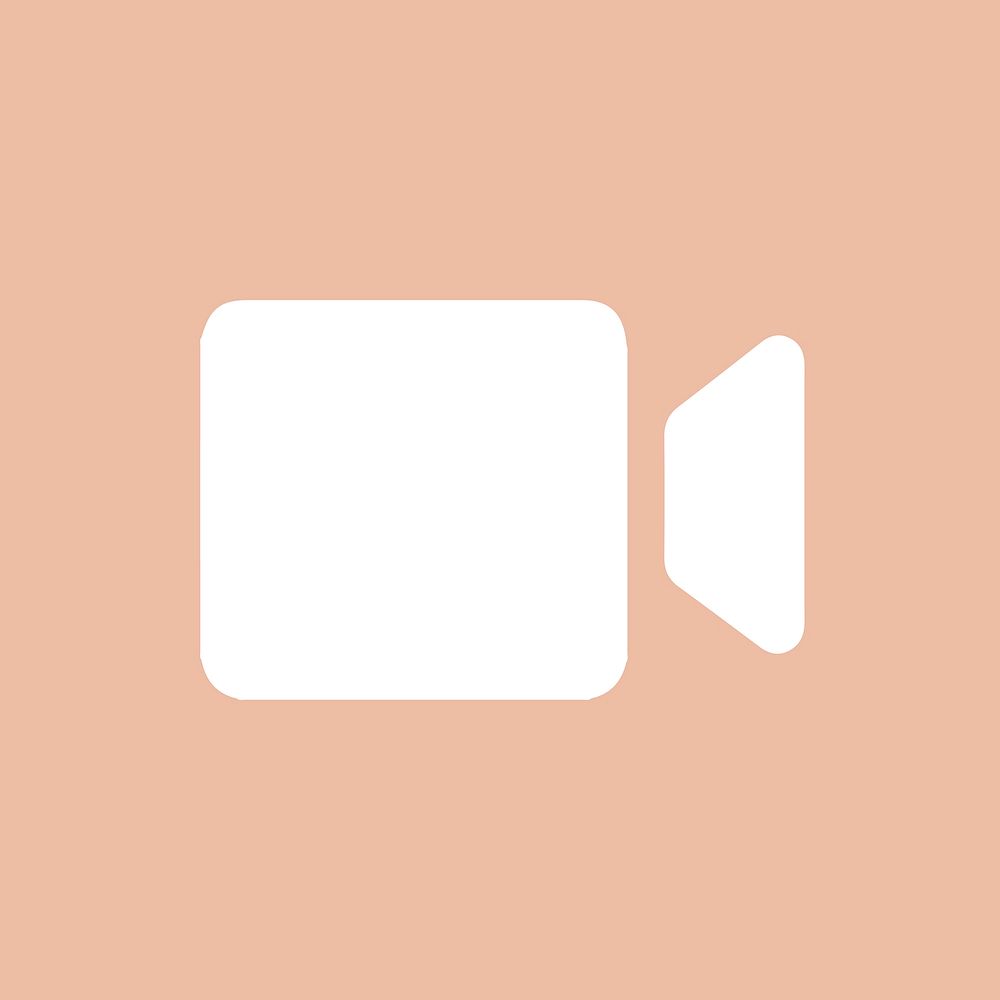 Video call app icon vector in white simple flat style
