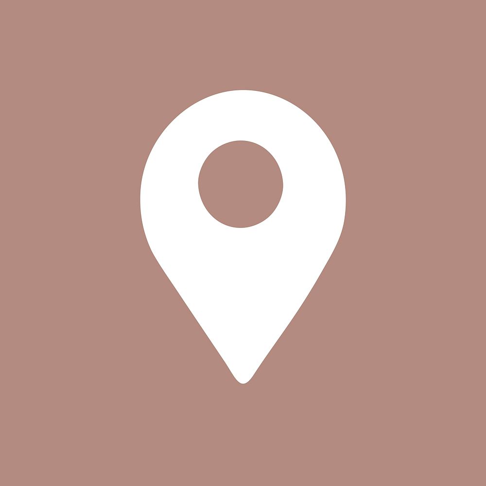 Location white app icon for social media in simple flat style