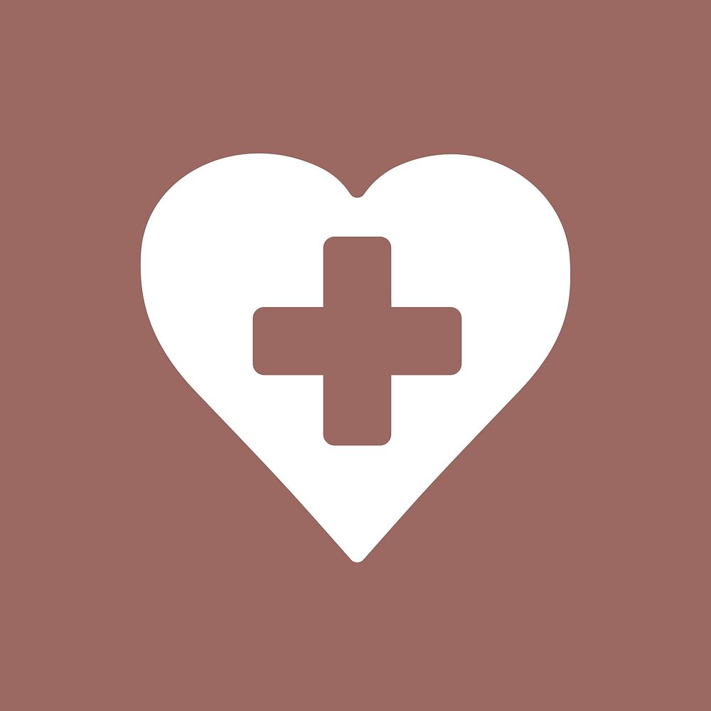 Health tracking app icon vector heart cross illustration for mobile phone