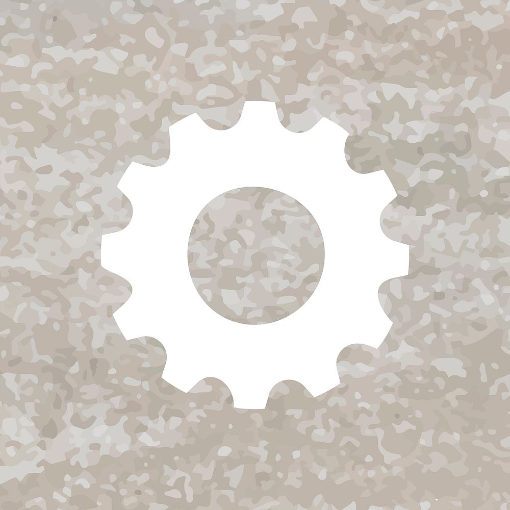 Gear setting white icon for mobile app in aesthetic textured style