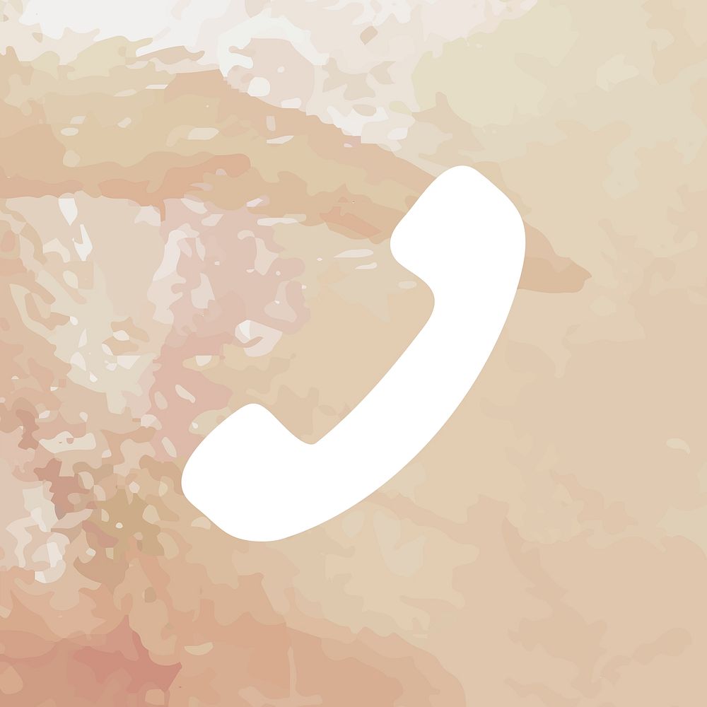 Telephone icon white for mobile app in aesthetic textured style