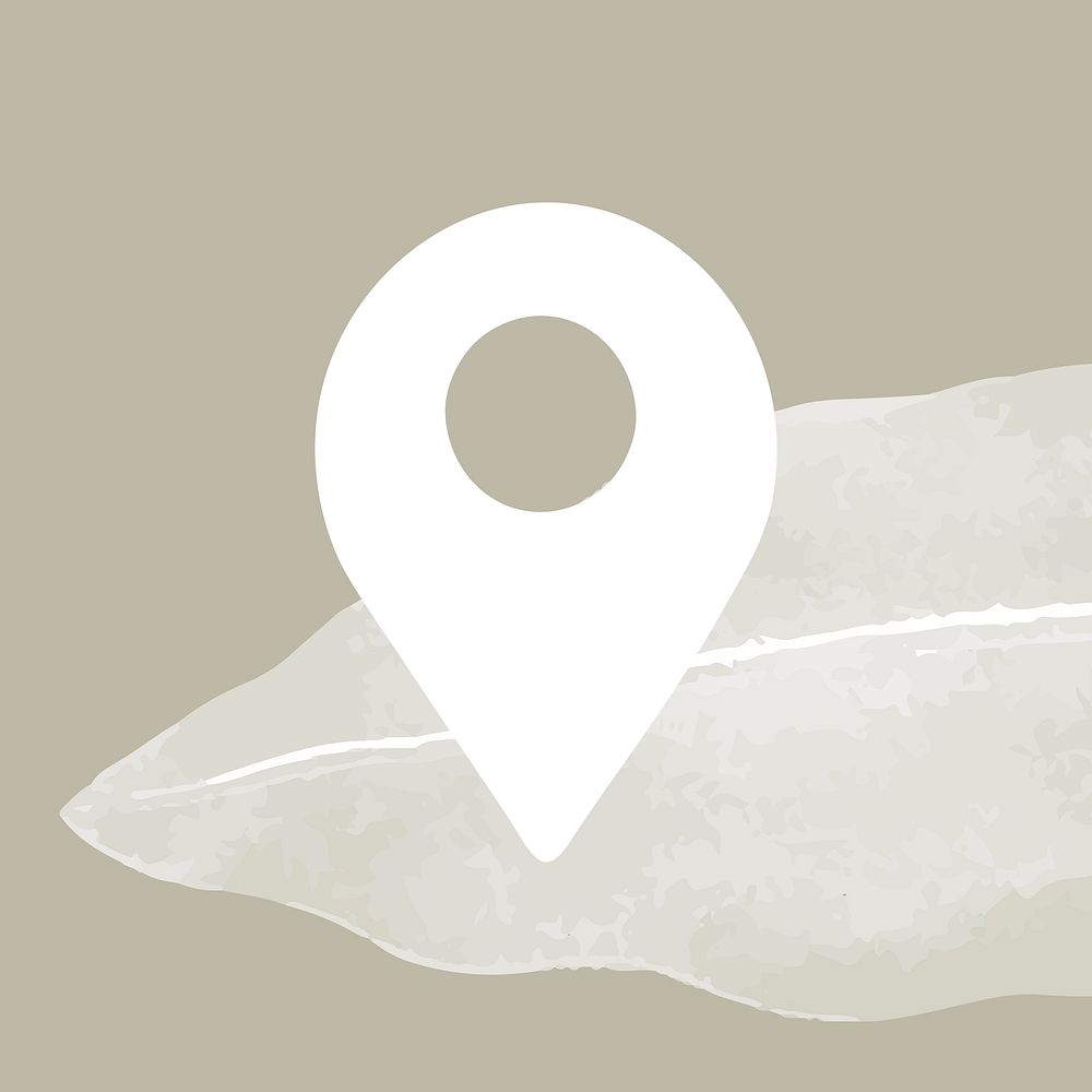 Location white app icon psd for social media in aesthetic background