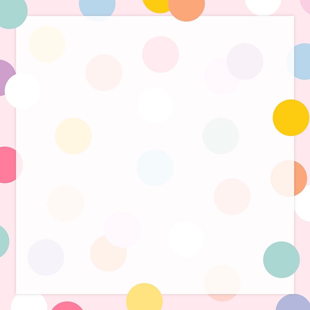 Pastel polka dot frame in cute pastel pattern