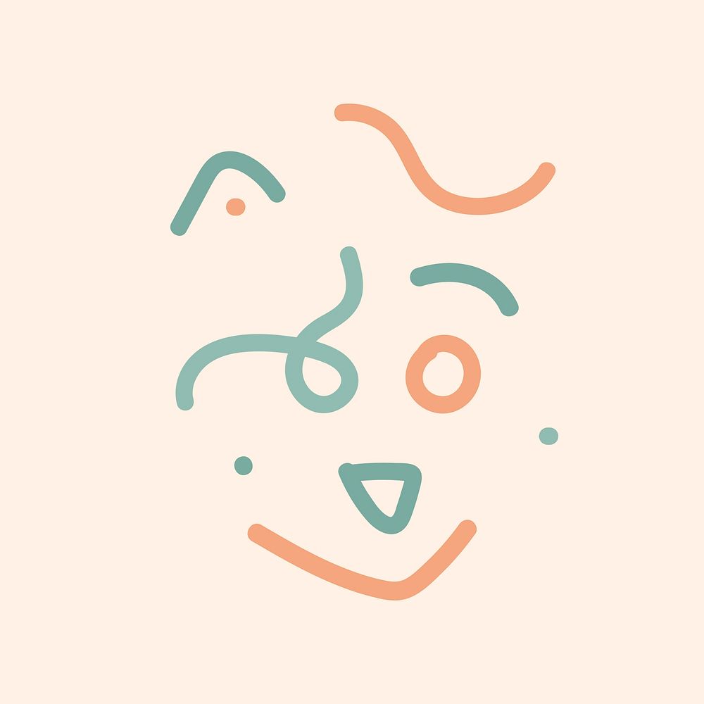 Face vector drawn in cute memphis doodle
