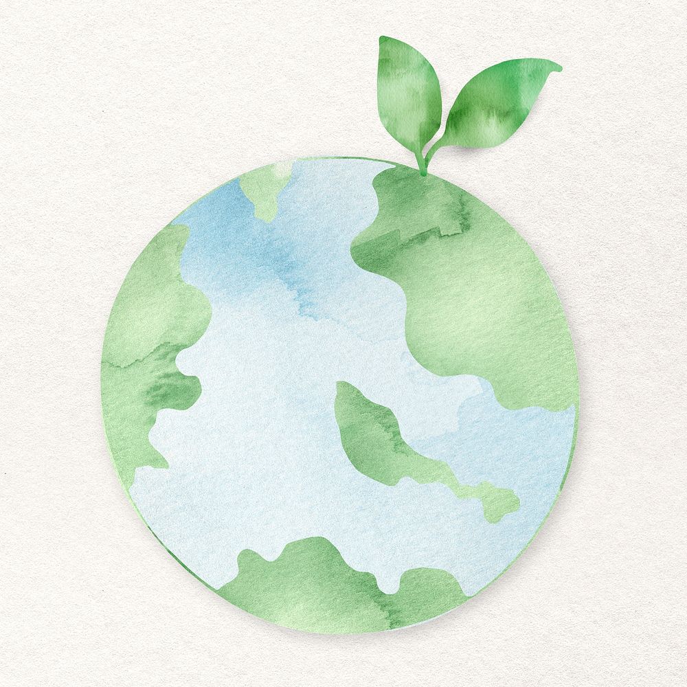 Earth natural environment in watercolor design element