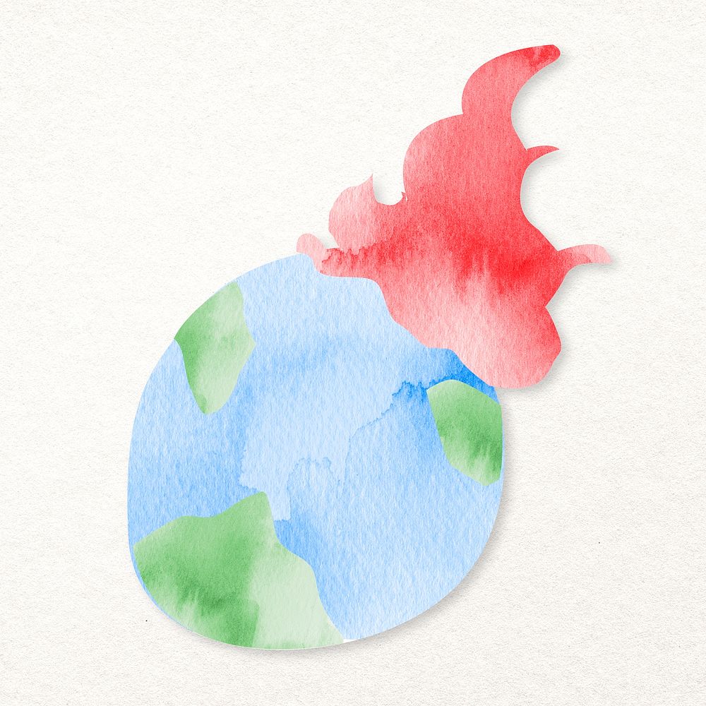 Global warming design element in watercolor illustration