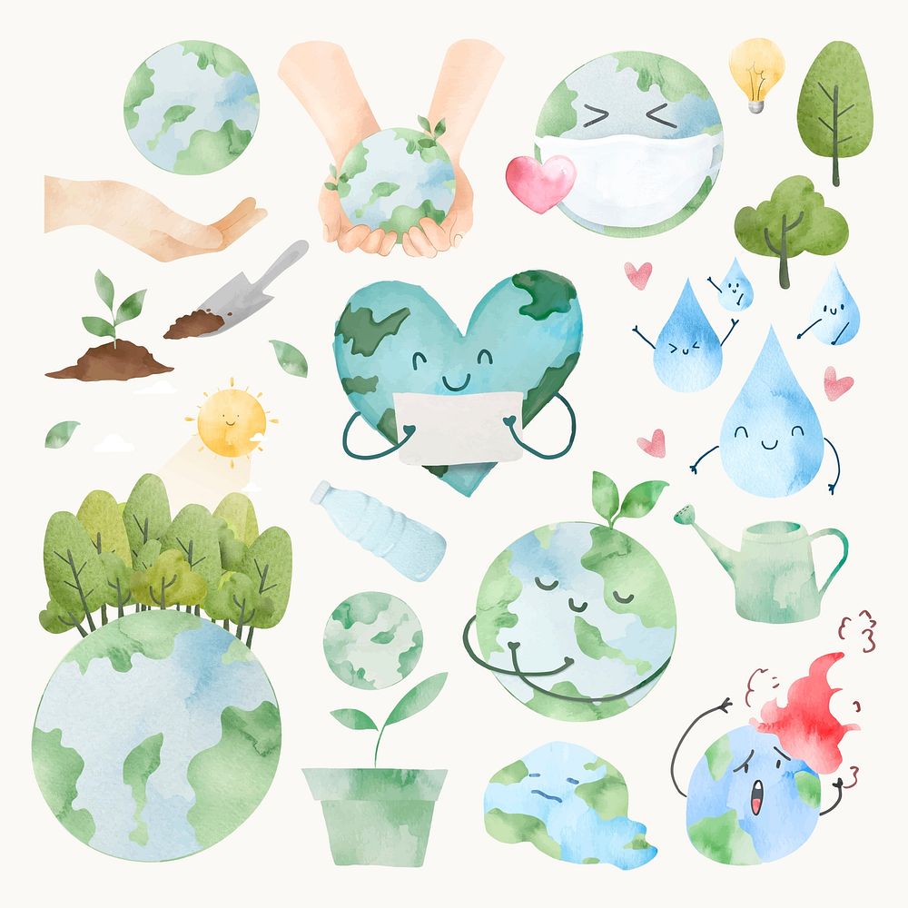 Earth vector peaceful place to live  design element set