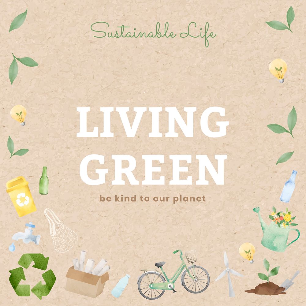 Living green campaign in watercolor illustration