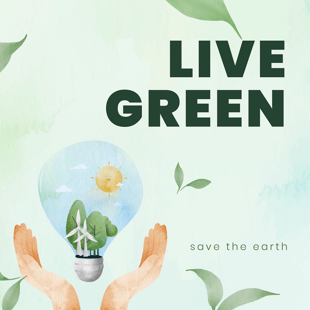 Live green campaign in watercolor illustration