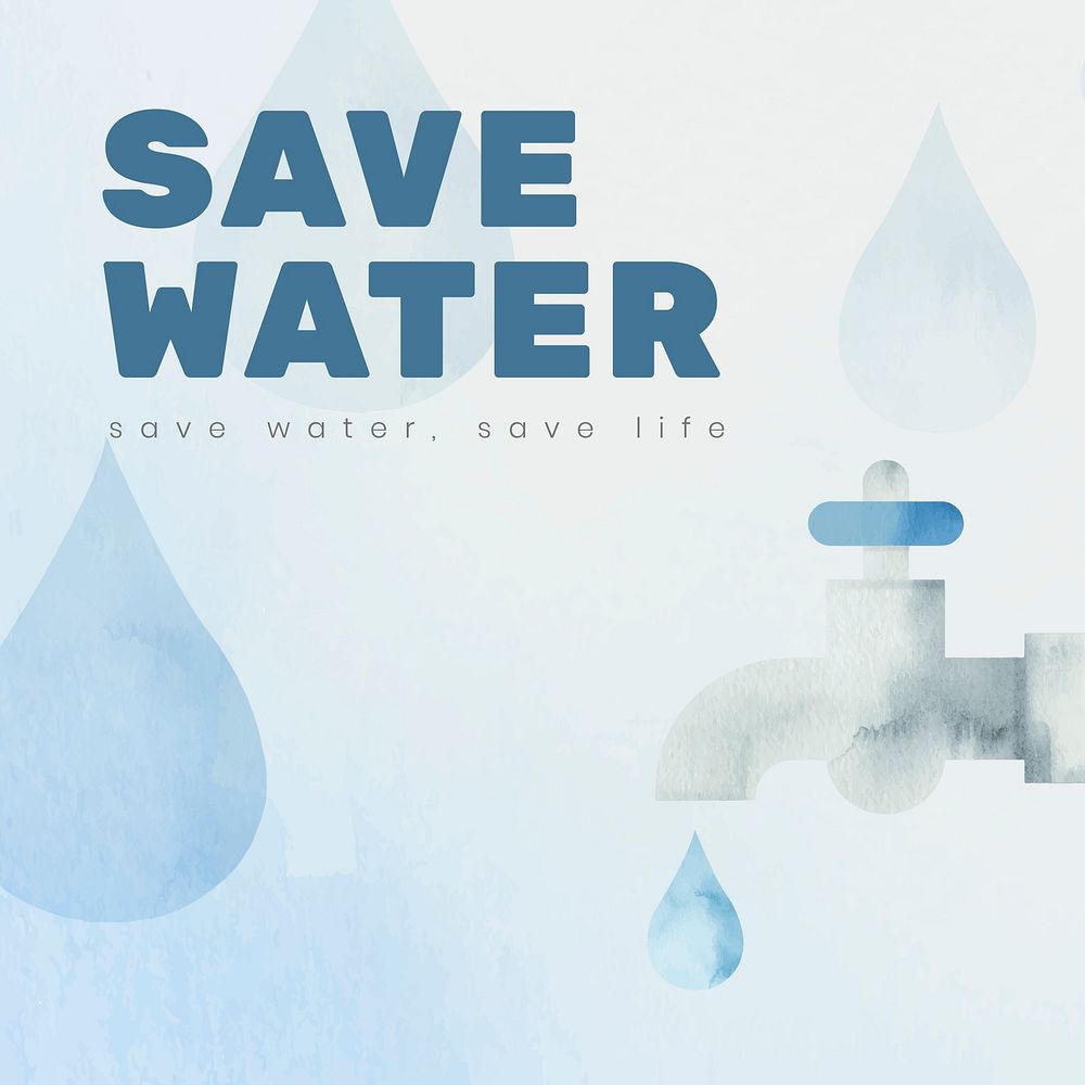 Save water campaign in watercolor illustration