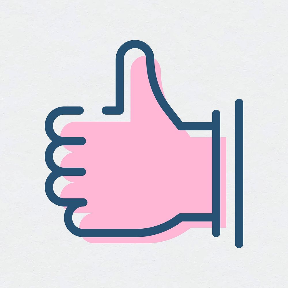 Thumbs up pink outline icon flat graphic